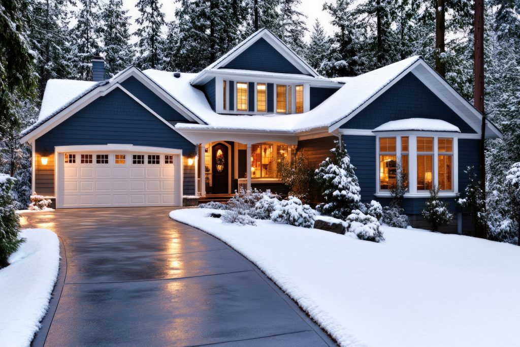 Home with a cleared driveway after a snowfall in Metro Vancouver